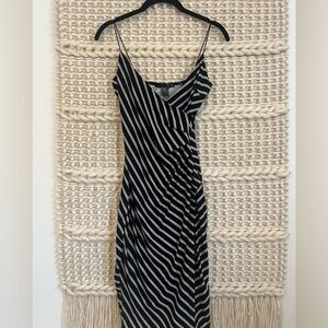 URBAN BEHAVIOUR Midi Going Out / Wedding Guest Dress. Navy Striped. Size Small